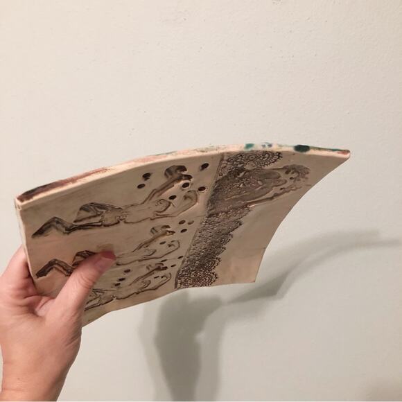 Art Pottery Ceramic Graveyard Dancing Skeleton Decor Plaque DOTD El Dia - Picture 5 of 10